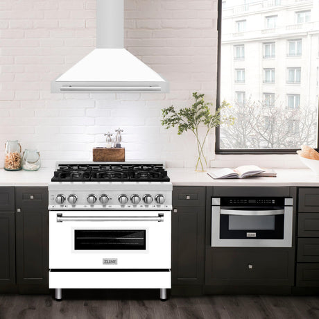 ZLINE 48 in. Convertible Stainless Steel Range Hood with Stainless Steel Handle (KB4STX-48) [Color: White Matte]