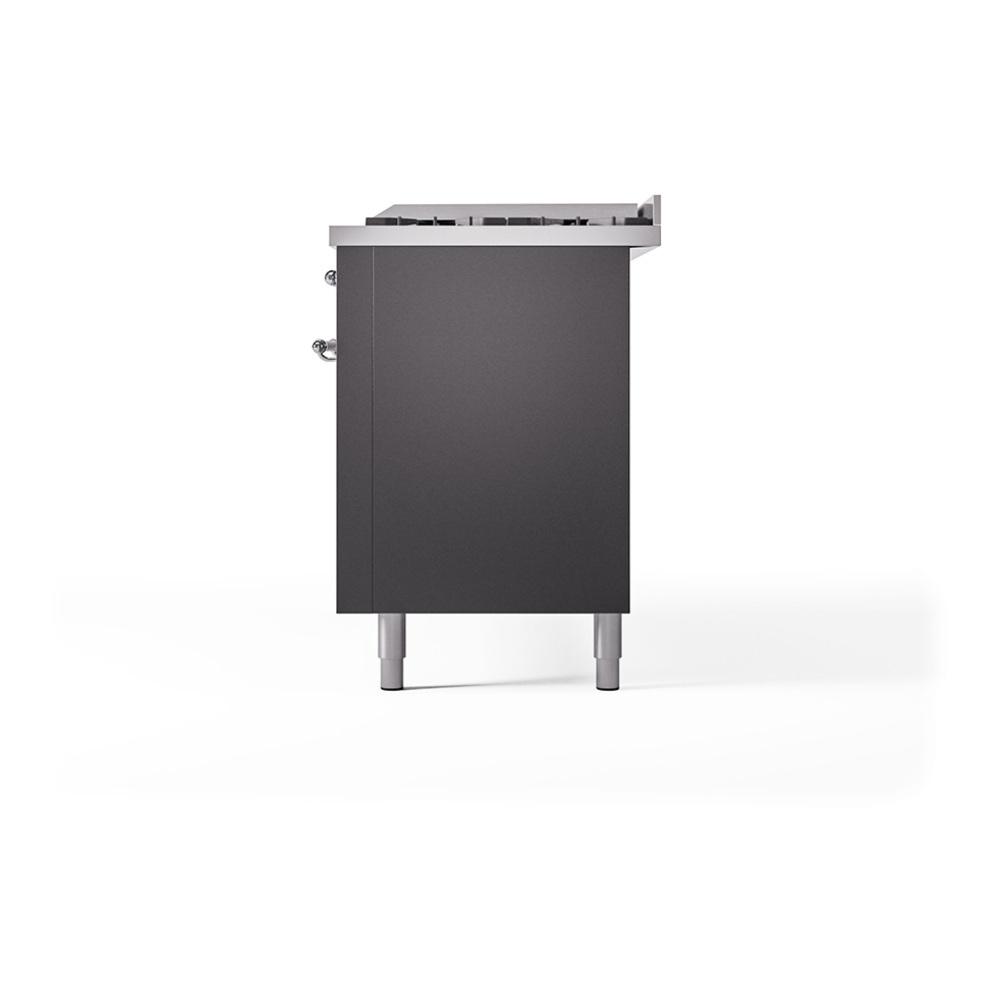 ILVE UN60FQNMPMGCLP Nostalgie II Noblesse 60 inch Dual Fuel Range (9 Sealed Burners + Griddle, Liquid Propane, Solid Door, Graphite Matte, Chrome)