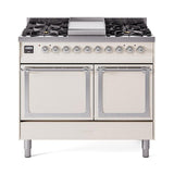 ILVE UND40FQNMPAWC Nostalgie II Noblesse 40 inch Dual Fuel Range (Natural Gas, Solid Door, Antique White, Chrome)