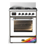 ILVE UM30NR3RABLP Majestic III 30 inch Dual Fuel Range with 5 Black Brass Burners, Dual Function Burner up to 25,000 BTU (Liquid Propane, Triple Glass Door, RAL, Burnished)