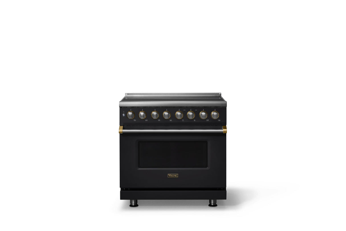 36"W. Induction Range (Finish: Onyx, Trim: Brushed Brass)