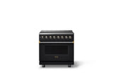 36"W. Induction Range (Finish: Onyx, Trim: Brushed Brass)