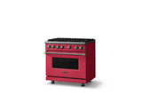 36"W. Sealed Burner Gas Range (Burner: 6b, Finish: Valentine, Trim: Polished Chrome, Fuel: Propane)