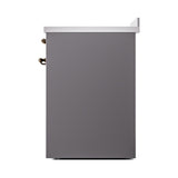 ILVE UNI304QNMPMGB Nostalgie II Noblesse 30 inch Induction Range (Solid Door, Graphite Matte, Burnished)