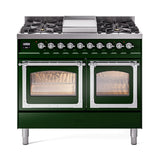 ILVE UND40FNMPEGCLP Nostalgie II Noblesse 40 inch Dual Fuel Range (Liquid Propane, Triple Glass Door, Emerald Green, Chrome)