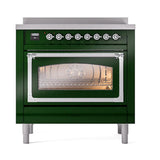 ILVE UNI366NMPEGC Nostalgie II Noblesse 36 inch Induction Range (Triple Glass Door, Emerald Green, Chrome)