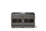 60"W.Dual Fuel Range (Finish: Damascus Gray, Trim: Polished Chrome, Fuel: Propane)