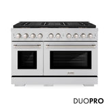 ZLINE 48 in. 6.7 cu. ft. Paramount Dual Fuel Range with 8 Burner DuoPro? Cooktop and Dual Ovens in Stainless Steel (PSDR48)