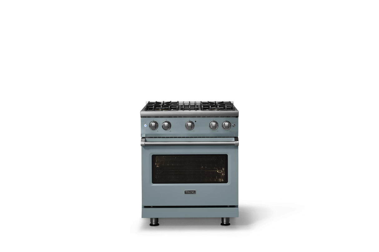 30"W. Sealed Burner Gas Range (Finish: November Sky, Trim: Polished Chrome, Fuel: Natural Gas)