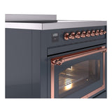 ILVE UNI366NMPBGP Nostalgie II Noblesse 36 inch Induction Range (Triple Glass Door, Blue Grey, Copper)