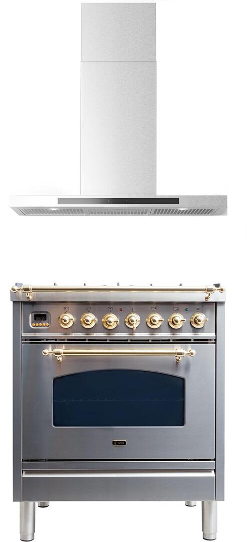 ALBERTO30 30" Alberto Wall Mount Chimney Style Hood with 600 CFM, LED Lighting, Delay Shut Off, Grease Filter Indicator Light, in Stainless Steel