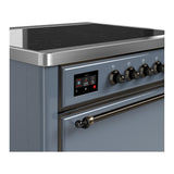 ILVE UMIB36QNR3BGB Majestic III 36 inch Induction Range with 6 Elements, 3.5 cu. ft. Total Oven Capacity (Solid Door, Blue Grey, Burnished)