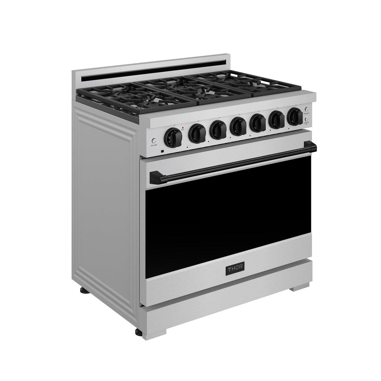 36 Inch Professional Gas Range With Precision Knob In Stainless Steel and Black  Gordon Ramsay Series