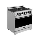 36 Inch Professional Liquid Propane Range With Precision Knob In Stainless Steel and Black  Gordon Ramsay Series