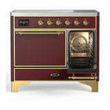 ILVE UMDIB40QNR3BUG Majestic III 40 inch Induction Range with 6 Elements, 3.82 cu. ft. Total Oven Capacity (Solid Door, Burgundy, Brass)