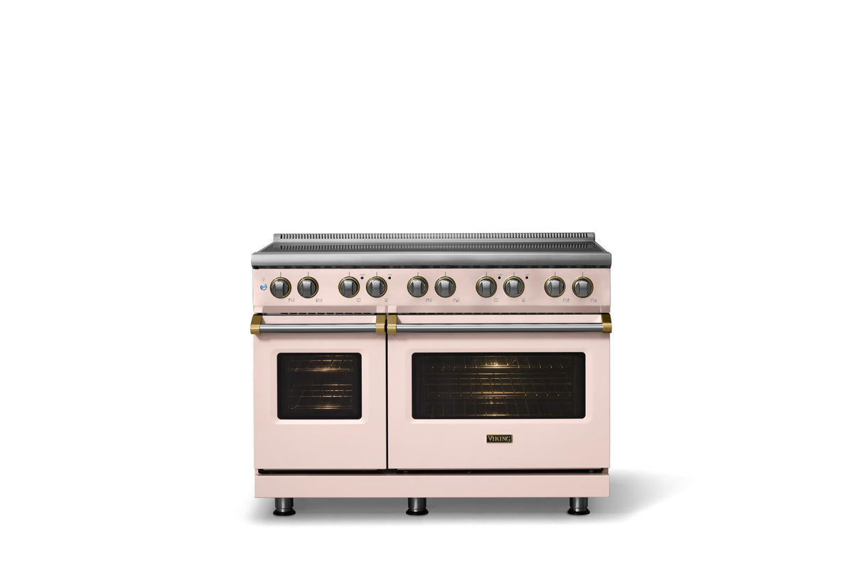 48"W. Induction Range (Finish: Blush, Trim: Brushed Brass)
