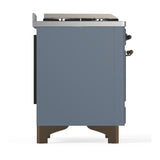 ILVE UM48FQNR3BGBLP Majestic III 48 inch Dual Fuel Range with 8 Burners and Griddle, Dual Function Burner up to 25,000 BTU (Liquid Propane, Solid Door, Blue Grey, Burnished)