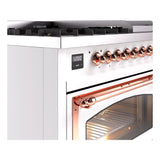 ILVE UN48FNMPRAP Nostalgie II Noblesse 48 inch Dual Fuel Range (8 Sealed Burners + Griddle, Natural Gas, Triple Glass Door, RAL, Copper)