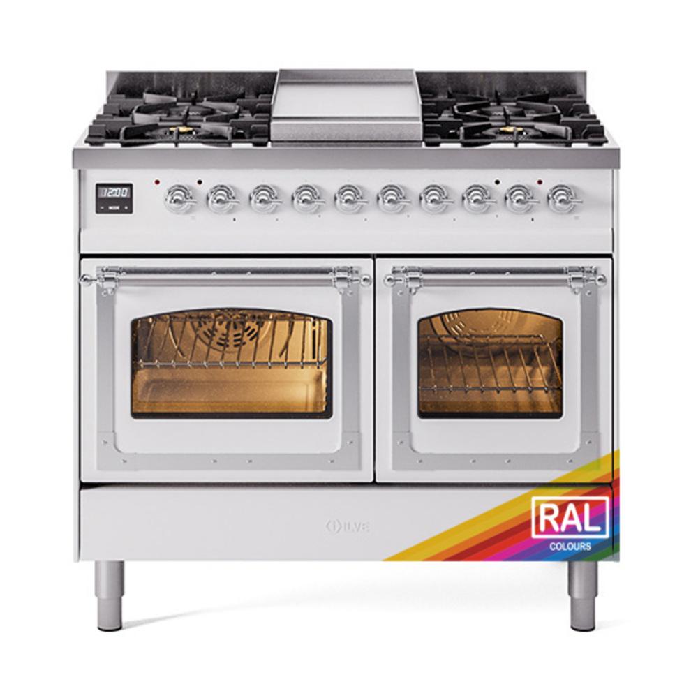 ILVE UND40FNMPRAC Nostalgie II Noblesse 40 inch Dual Fuel Range (Natural Gas, Triple Glass Door, RAL, Chrome)