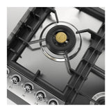 ILVE UHCPT95FNSSCLP Nostalgie II 36 inch Built-In Gas Cooktop with Total Black Brass Burners, in Stainless Steel (5 Sealed Burners + Griddle, Liquid Propane, Chrome)