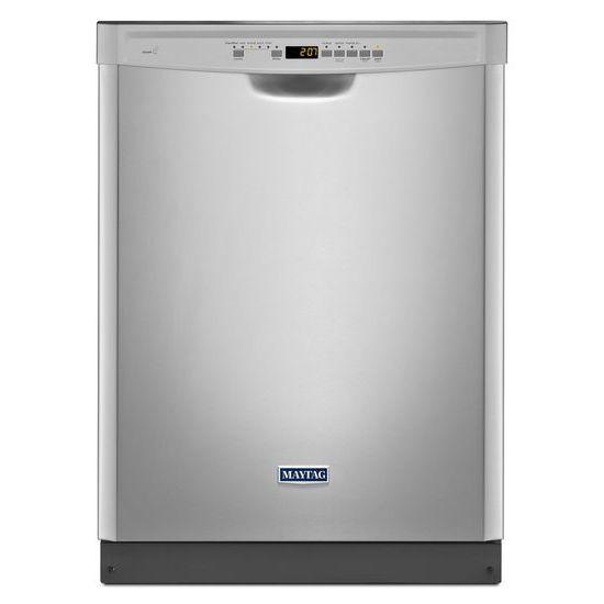 Monochromatic Stainless Steel Maytag® Reliable Dishwasher with Industry-Exclusive Stainless Steel Silverware Basket