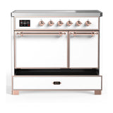 ILVE UMDIB40QNR3WHP Majestic III 40 inch Induction Range with 6 Elements, 3.82 cu. ft. Total Oven Capacity (Solid Door, White, Copper)