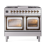 ILVE UND40FNMPSSBLP Nostalgie II Noblesse 40 inch Dual Fuel Range (Liquid Propane, Triple Glass Door, Stainless Steel, Burnished)