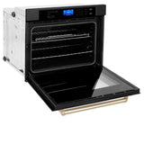 ZLINE 30" Autograph Edition Single Wall Oven with Self Clean and True Convection in Black Stainless Steel (AWSZ-30-BS) [Color: Gold]