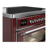 ILVE UMIB36NR3BUC Majestic III 36 inch Induction Range with 6 Elements, 3.5 cu. ft. Total Oven Capacity (Triple Glass Door, Burgundy, Chrome)