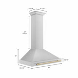 ZLINE 30 in. Autograph Edition Convertible Stainless Steel Range Hood with Stainless Steel Shell and Champagne Bronze Accents (KB4STZ-30-CB) [Color: Gold Accents]