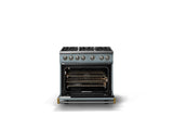 36"W. Sealed Burner Gas Range (Burner: 6b, Finish: November Sky, Trim: Polished Chrome, Fuel: Propane)