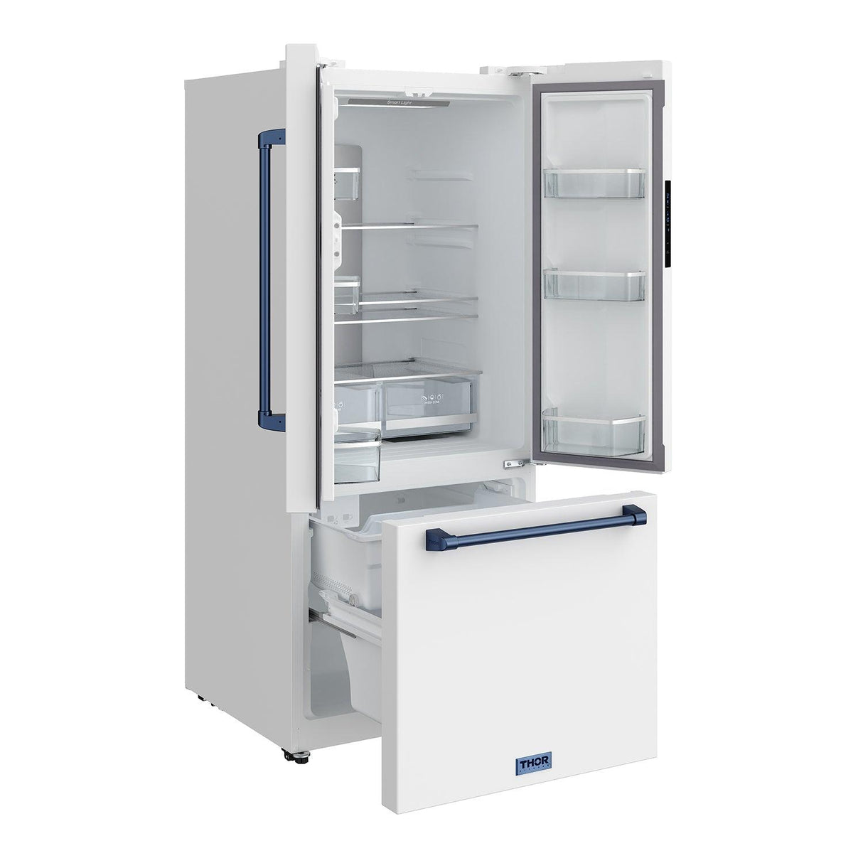 30 Inch French Door Counter Depth Refrigerator With Ice Maker - White/blue  Gordon Ramsay Series