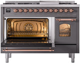 Nostalgie II 48 Inch Dual Fuel Liquid Propane Freestanding Range in Matte Graphite with Copper Trim