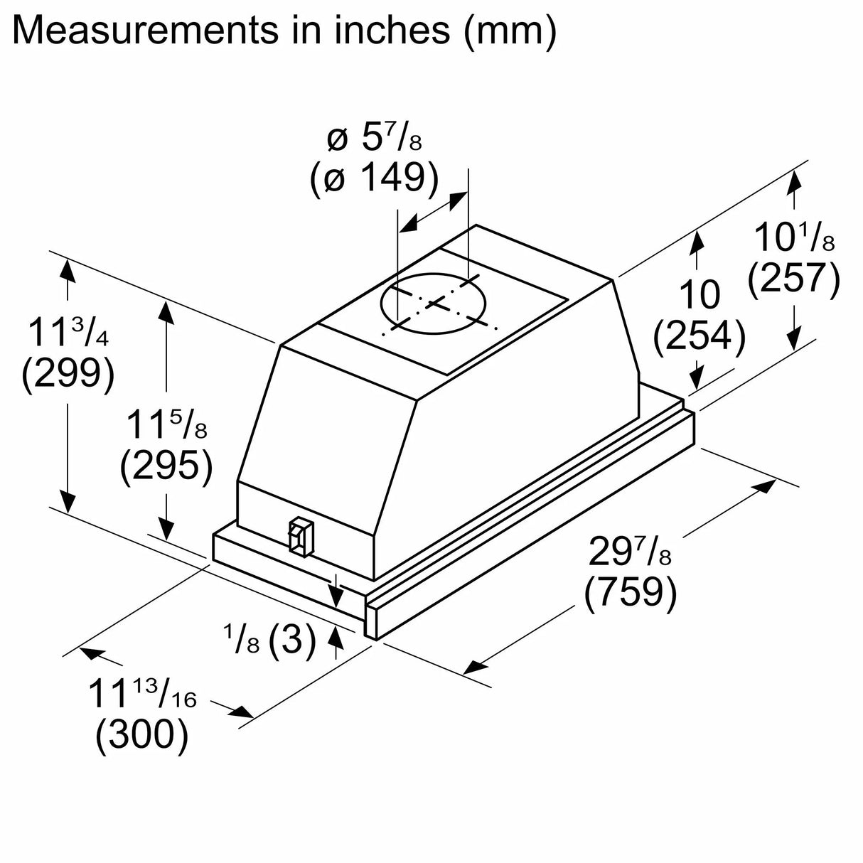 500 Series, 30" Pull-out Hood S/S