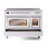 ILVE UNI486NMPWHC Nostalgie II Noblesse 48 inch Induction Range (Triple Glass Door, White, Chrome)