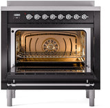 Nostalgie II 36 Inch Electric Freestanding Range in Glossy Black with Chrome Trim