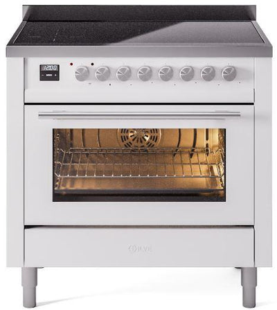 Professional Plus II 36 Inch Electric Freestanding Range in White with Trim
