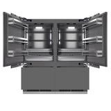 ZLINE Autograph Edition 72 in. 39.6 cu. ft. Panel Ready French Door Built-In Bottom Freezer Refrigerator with Water Dispensers and Ice Makers with Graphite Gray Interior and Polished Gold Accents (GRBITZ-72-G)