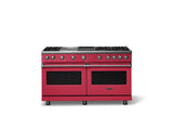 60"W. Sealed Burner Gas Range (Finish: Valentine, Trim: Polished Chrome, Fuel: Natural Gas)