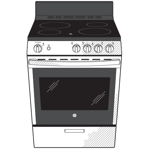 GE® ENERGY STAR® 24" Free-Standing/Slide-in Front Control Range with Steam Clean and Large Window