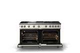 60"W. Sealed Burner Gas Range (Finish: Pure White, Trim: Polished Chrome, Fuel: Natural Gas)