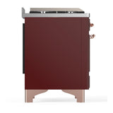ILVE UM36FNR3BUP Majestic III 36 inch Dual Fuel Range with 6 Black Brass Burners and Griddle, Dual Function Burner up to 25,000 BTU (Triple Glass Door, Burgundy, Copper, Natural Gas)