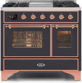Majestic II 40 Inch Dual Fuel Liquid Propane Freestanding Range in Matte Graphite with Copper Trim