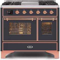Majestic II 40 Inch Dual Fuel Liquid Propane Freestanding Range in Matte Graphite with Copper Trim