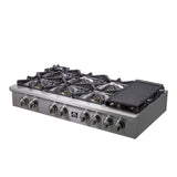 Forno Spezia Alta Qualita 48-Inch Pro-Style Gas Rangetop, Stainless Steel, 8 Sealed Burners, Continuous Cast Iron Grates, High Heat Output