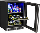 24" Beverage Center with Display Wine Rack - Stainless Frame, Glass Door With Lock - Integrated Left Hinge