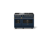 48"W. Dual Fuel Range (Burner: 6g, Finish: Slate Blue, Trim: Polished Chrome, Fuel: Propane)
