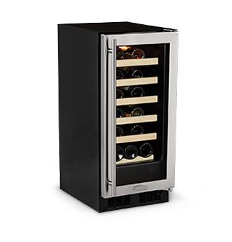 15" Standard Efficiency Single Zone Wine Cellar - Stainless Frame Glass Door - Right Hinge