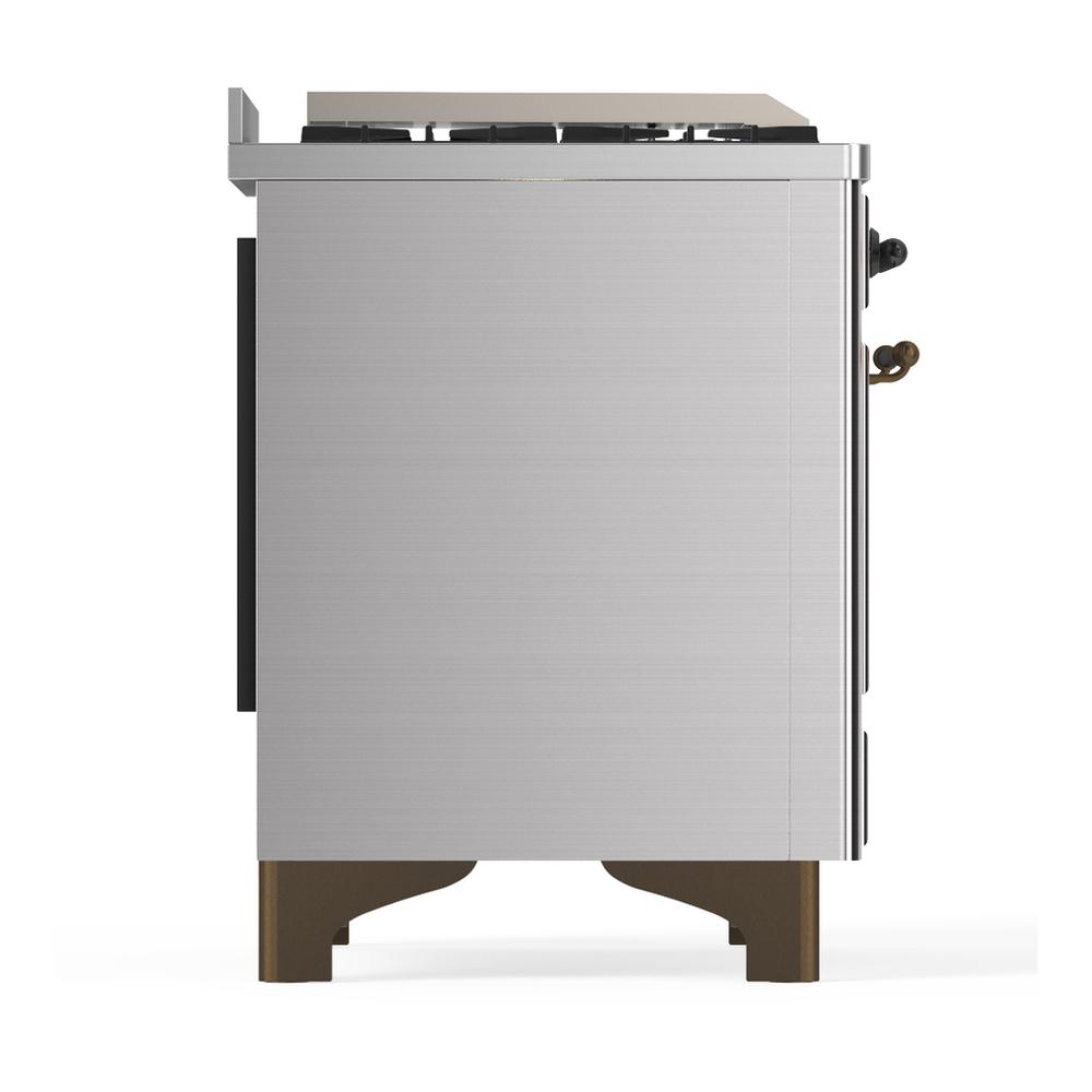 ILVE UM48FQNR3SSB Majestic III 48 inch Dual Fuel Range with 8 Burners and Griddle, Dual Function Burner up to 25,000 BTU (Natural Gas, Solid Door, Stainless Steel, Burnished)