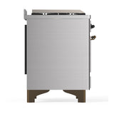 ILVE UM48FQNR3SSB Majestic III 48 inch Dual Fuel Range with 8 Burners and Griddle, Dual Function Burner up to 25,000 BTU (Natural Gas, Solid Door, Stainless Steel, Burnished)